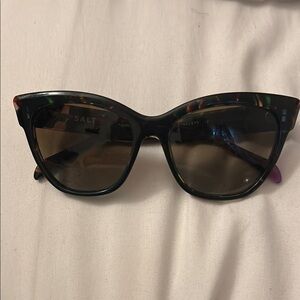 SALT. OPTICS WINSLETT Women's Green/Pink Tortoiseshell Cat Eye Sunglasses